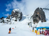 Cortina d‘Ampezzo. Auf der berühmten Trofana finden die Speed-Skirennen der Damen statt.