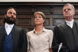 Christina Block mit ihren Anwälten vor Gericht.