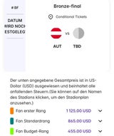 WM-Ticket Spiel um Platz 3