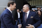 Alt-Kanzler Sebastian Kurz (links) und Nationalratspräsident Wolfgang Sobotka (ÖVP) anl. des 40. außerordentlichen Bundesparteitags der ÖVP am Samstag, 14. Mai 2022, in Graz.&nbsp;