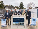 Glorit legt Grundstein für Projekt nahe der Alten Donau:&nbsp;Josef Kölich (Kager Massivbau), Ernst Kuttner, Ingenieurkonsulent für Bauingenieurwesen, Andreas Glatz (Kager Massivbau), Stefan Messar (Glorit), Ivana Mirek (Mirek Hackermüller Architekt:innen ZT), Patrick Kloihofer (Glorit).