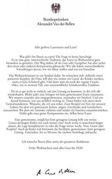Van der Bellen Brief Weihnachtsgruß