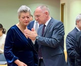 Ylva Johansson und Innenminister Gerhard Karner beim Rat in Brüssel.