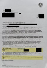 Brief mit Zahlungs-Aufforderung für neue ORF-Haushaltsabgabe. 