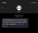 Beispiel für Fake-Nachricht der Finanz