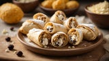 Cannoli mit Schokoladen-Haselnuss-Creme.  