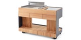 Die Bilba Trolley Outdoorküche mit Gasgrill und Induktionsplatte kann an jeden beliebigen Ort gerollt werden. Bei Trolley „Bilba“ kommen Teakholz und mattschwarzes, pulverbeschichtetes Aluminium zum Einsatz.&nbsp;