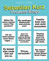 Prozess-Bingo zu Sebastian Kurz von Marco Pogo.