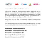 FPÖ-Chef verurteilt gemeinsam mit allen anderen Parteichefs den Terror der Hamas.