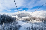 Blick von der Gondelbahn auf Werfenweng und das majestätische Tennengebirge. 