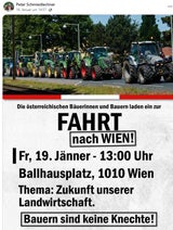 FPÖ-Abgeordneter mobilisiert für Bauernprotest mit Traktoren.