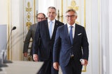 Karl Nehammer und Magnus Brunner bei einer Pressekonferenz