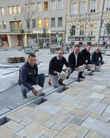 Die letzten Pflastersteine wurden bei der Eröffnung gelegt von (von links) Horst Schreyer (Held & Francke), Vizebürgermeister Markus Brandstetter, Bürgermeister Christian Haberhauer, Referatsleiter Stadt Amstetten Mario Holzer, Bauleiter Ernst Stix (Held & Francke) 