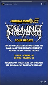Schock! Falling in Reverse sagen Wien-Konzert ab