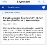Ryan Air mit Fehlermeldung.
