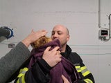 Katze aus Rohr befreit