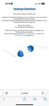 Website der Salzburger Nachrichten SN.at lahmgelegt.