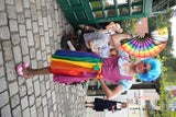 Drag Queen Candy Licious bei der ersten "Queeren Happy Hour" beim Traditionswirten Fuhrgassl-Huber.