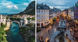 links: Mostar, Bosnien und Herzegowina - rechts: Kopenhagen, Dänemark
