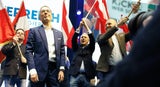 &nbsp;Bundesparteiobmann Herbert Kickl, Nationalratspräsident Walter Rosenkranz und der steirische LH Mario Kunasek (alle FPÖ) am Samstag, 18. Jänner 2025, anl. eines FPÖ-Neujahrstreffens in Vösendorf.&nbsp;&nbsp;
