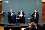 WK-Wien-Präsident Walter Ruck, Bürgermeister Michael Ludwig und oe24-Chefredakteur Niki Fellner.