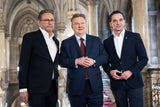 Von links: Rapid-Präsident Wrabetz, Bürgermeister Ludwig und Austria-Boss Gollowitzer vor dem 344. Wiener Derby. 