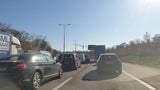 Stau auf der A23 in der Per-Albin-Hansson-Kurve.