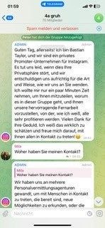 Ein Screenshot aus dem ominösen Chat