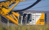 Kran Hochspannungsleitung Enns