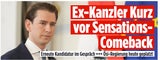 BILD-Zeitung schreibt über Kurz und Comeback in die Politik.
