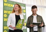 Die Parteivorsitzenden der Wiener Grünen Judith Pühringer und Peter Kraus.
