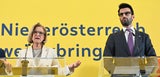 Niederösterreichs Landeshauptfrau Johanna Mikl-Leitner (ÖVP) und  FPÖ-Landesparteichef LH-Stellvertreter Udo Landbauer.  