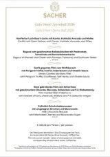 Das Opernball-Menü im Hotel Sacher.&nbsp;