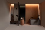 Breeze ist das freistehende Waschbecken aus Cristalmood von antoniolupi, ausgestattet mit einem sehr dünnen Rand, um sich ideal mit dem natürlichen Element zu verschmelzen.