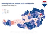 Wohnungsverkäufe nach Bezirken im 1. Halbjahr in Österreich.