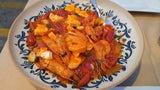Saganaki mit Shrimps.