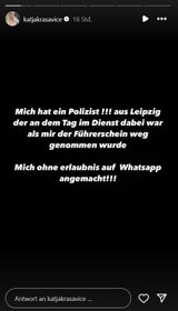 Katja Krasavice klagt auf Instagram an.