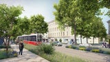 Abschnitt zwischen Litfaßstraße und Zippererstraße: Über 50 neue Bäume und 3.500 m² Grünflächen geplant.