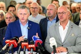 Reinhold Binder (PRO-GE) und Mario Ferrari (GPA) bei den Metaller KV Verhandlungen.