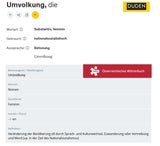 Duden und Österreichisches Wörterbuch zum Begriff Umvolkung, der in der NS-Zeit gebraucht wurde.