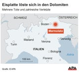 Sechs Tote nach Eisplatten-Bruch in den Dolomiten