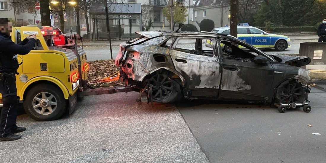 Ein ausgebrannter E-SUV VW ID.4