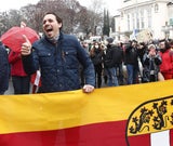 Ex-Mandatar Martin Rutter bei einer Demonstration gegen die Corona-Maßnahmen  in Kärnten.