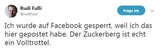 Wegen dieses Postings ist Fußi auf Facebook gesperrt