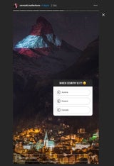 Österreich-Fahne auf das Matterhorn projiziert