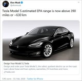 Tesla Model S jetzt mit 630 km Reichweite
