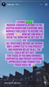 Luka Sur gratuliert Austria zur Lizenz