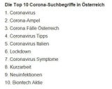 Google Suchtrends 2020 (Hauptkategorien)