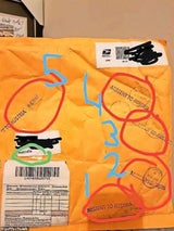 Paket für Australien 5 Mal nach "Austria" geliefert