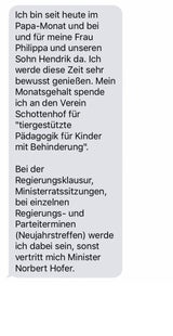 Strache: 'Bin seit heute im Papa-Monat'